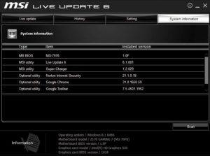 MSI Live Update screenshot 1